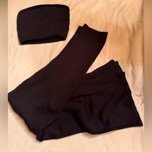 Free People Black Ribbed Knit Set